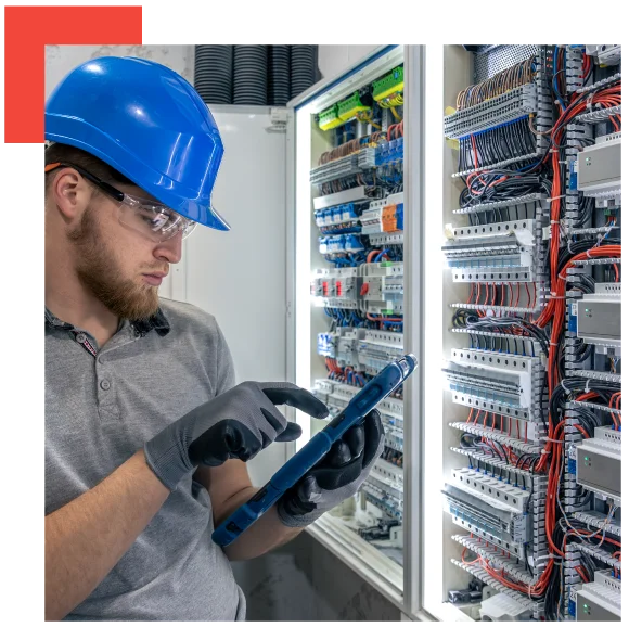 Un operario al lavoro su un quadro elettrico